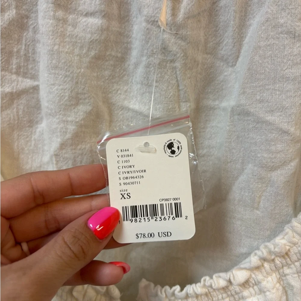 Free People 100% Cotton Off the Shoulder White Thalia Tunic‎
